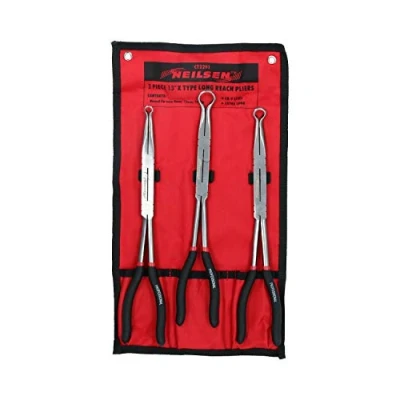 Image of Double Jointed Extra Long Round Nose Hose Pliers for 8mm 13mm + 19mm Pipe