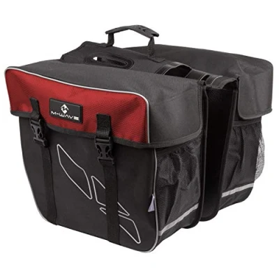 Image of M Wave Amsterdam Double Bicycle Carrier Bag Black/Red