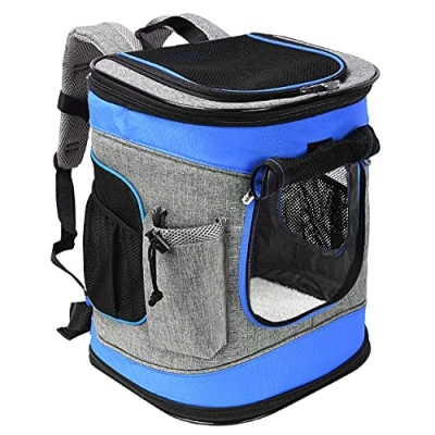 Image of Kato Tirrinia Cat Carrier Backpack, Foldable Pet Backpack For Small Dogs,Puppy Rucksack Ventilated Design Travel Camping Hiking Outdoor Blue and Grey