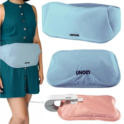 Image of Unold Wärmi Electric Hot Water Bottle 86018 Pouch Pain Relief Belt 380W 65C in 10 Minutes Cordless Design Safe Alternative Blue