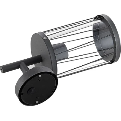 Image of Outdoor Wall Light &#039;Yonan&#039; dimmable (Modern) in Black Made of Stainless Steel (1 Source, E27) from Lindby lamp for Exterior/Interior Walls, House, Terrace und Balcony