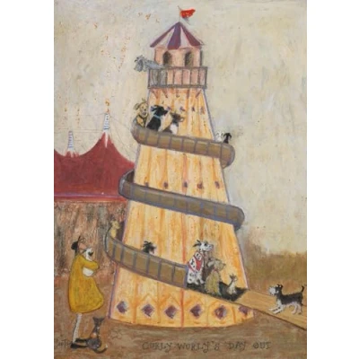 Image of ArtPress Sam Toft Single Blank Greeting Card, Curly Wurly&#039;s day out (17 x 12cm)