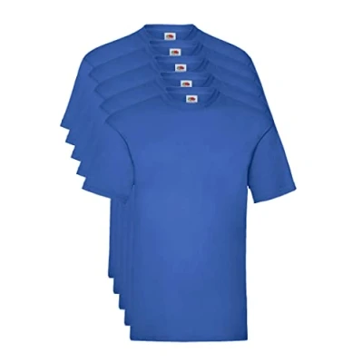 Image of FRUIT OF THE LOOM Men&#039;s Valueweight 5 Pack T Shirt, Blue (Royal 51), L UK