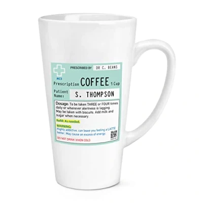 Image of Personalised Name Coffee Prescription 17oz Large Latte Mug Cup