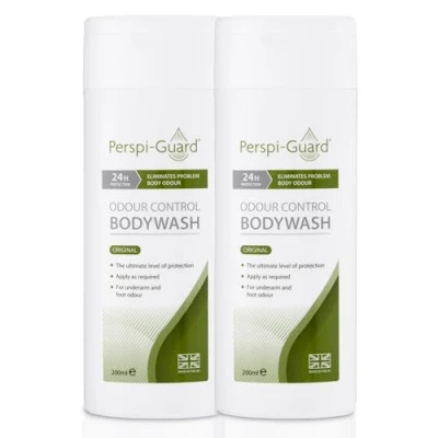 Image of Perspi Guard Odour Control Body Wash Stop Problem Remove From Underarms And Feet Made in UK Twin Pack Offer