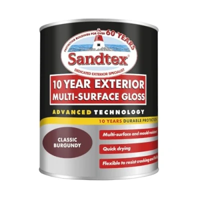 Image of Sandtex 10 Year Exterior Multi Surface Gloss 750ml Classic Burgundy