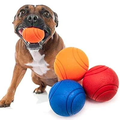 Image of Pet Touch Solid Core Rubber Ball HIGH BOUNCING Dog Toys Indestructible Virtually Tough Interactive Strong Balls for dogs (Medium(60mm), 3 (Blue+Red+Orange))