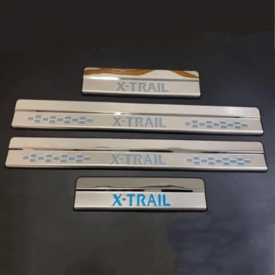 Image of QFYANXUAN 4 Pcs Car Door Sill Scuff Plate for Nissan X Trail 2022 2017 2023 2024, Stainless Steel Kick Plates Threshold Styling Accessories