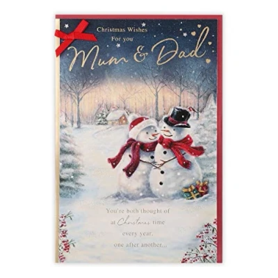 Image of Clintons: Mum and Dad Snowmen Couple Christmas Card, Xmas Card for &amp; Dad, Cards, Multi Colour, 171 x 260, 1181333