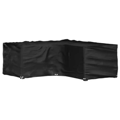 Image of vidaXL Black L Shaped Garden Furniture Cover, Lightweight Polyethylene, Aluminium Eyelets, Water &amp; UV Resistance Outdoor/Patio/Garden Protection, 215x215x70 cm