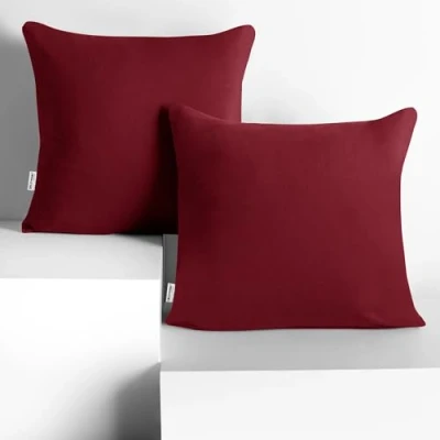 Image of DecoKing 2 pillowcases 80 x cm jersey cotton zip Bordeaux Amber