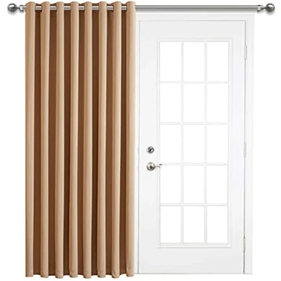Image of AMEHA Blackout Curtains for Bedroom Single Panel Thermal Door Living Room 66x84 Inch Drop Super Soft Eyelet Curtain, Beige
