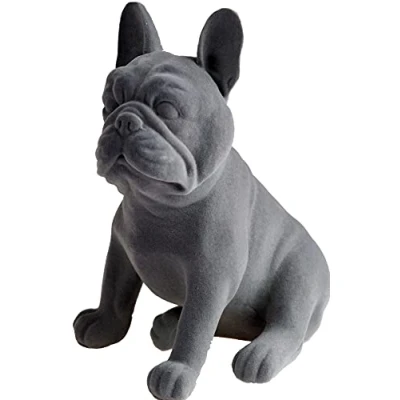 Image of Grey VelvetSitting French Bulldog Ornament Figurine 21cm Tall