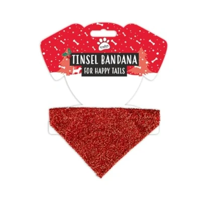 Image of Christmas Pet Red Tinsel Bandana