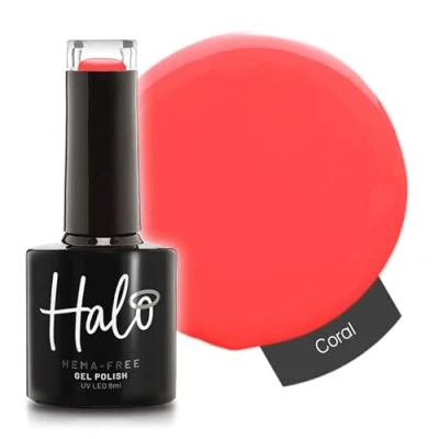 Image of Halo Gel Polish 8ml Coral. UV/LED Nail Polish, Long Lasting &amp; Easy To Apply. Soak Off Art Colours For Manicure Pedicure. Professional Home Use.