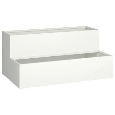 Image of vidaXL White Rectangular Garden Planter Box Large 100x60x45 cm Plastic Pot for Balcony/Patio Durable UV/Water Resistant