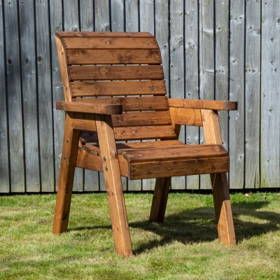Image of Samuel ALEXANDER Charles Taylor Trading Hand Made Traditional Chunky Rustic Wooden Garden Chair Furniture