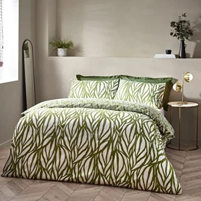 Image of Hoem Frond Abstract Cotton Duvet Cover Set with High Percentage of Fibres that can be used on both sides.