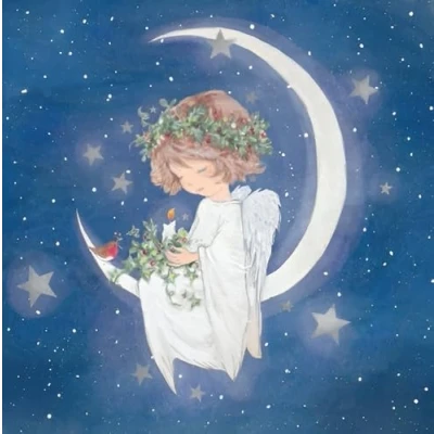 Image of Noel Tatt Charity Christmas Cards Pack of 10 with Artistic Angel and Robin Design Eco Friendly Xmas Multipack Envelopes
