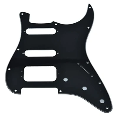 Image of Dopro 11 Hole Strat HSS Guitar Pickguard 3 Screw Humbucking Pickup Mount for American FD Stratocaster Black Ply