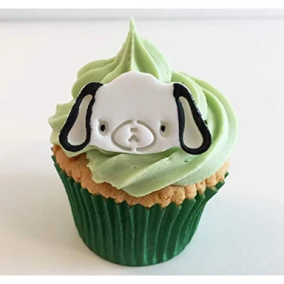 Image of 6 Sugar Black and White Dog Cake Decorations Edible, Unique Made with Love in The UK!