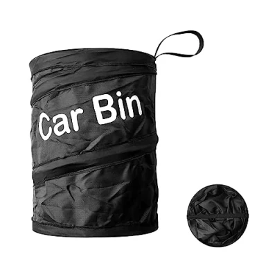 Image of Jagowa Collapsible Car Bin,Portable and Waterproof Trash Can for Vehicles, Multifunctional Hanging Rubbish Bin with Garbage Bag Black.