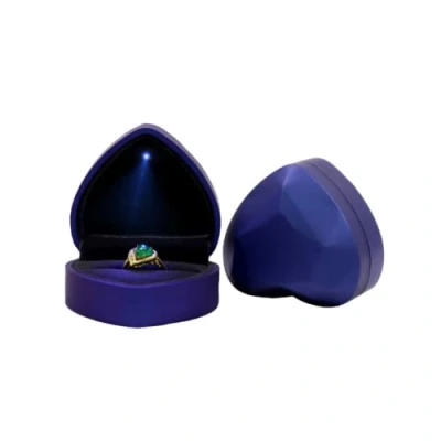 Image of anso LED Light Up Jewelry Box Heart Shape Gift Container Love Case with (Blue,Ring Box)