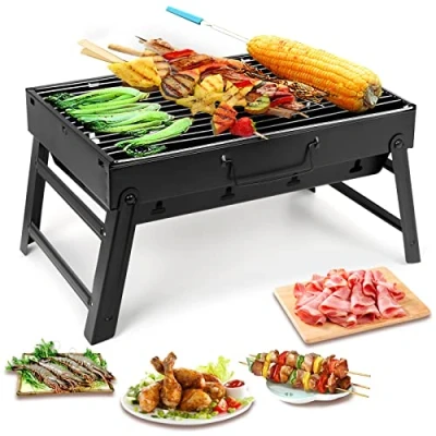Image of Uten Barbecue Grill Portable, Charcoal Barbecues, Stainless Steel BBQ, Desk Tabletop Outdoor Grill, BBQ Pit for Picnic Garden Camping Travel (20.47&#039;&#039;x11.61&#039;&#039;x8.74&#039;&#039;)