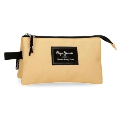 Image of Pepe Jeans Aris triple pencil case, 12 x 22 5 cm, yellow, 12x22x5 cms, case