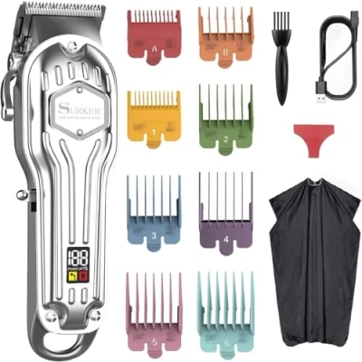 Image of Surker Mens Hair Clippers Cordless Trimmer Haircut &amp; Grooming Kit for Men Beard Rechargeable LED Display