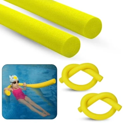 Image of ASAB Swimming Pool Noodle Swim Aid, Aqua Aerobics, Exercise Float Aid Vertical Flexible, Soft &amp; Durable Foam Sticks Support For Kids and Adults Training (YELLOW 2 PACK)