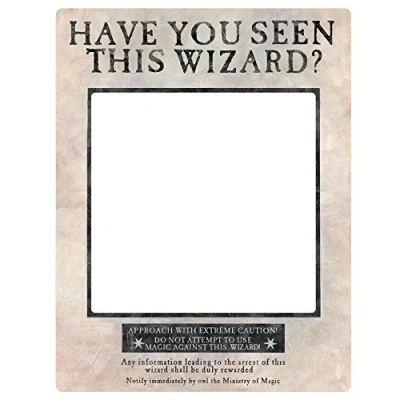 Image of SC1475 Star Cutouts White Harry Potter Wanted Poster as Selfie Frame With Props The Prisoner of Azkaban Height 87cm Width 70cm
