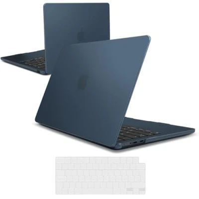 Image of iNeseon Case Compatible with 2024 2022 MacBook Air 13.6 inch M3 A3113 / M2 A2681, Plastic Slim Hard Shell Cover + Keyboard for 13.6, Matte Midnight