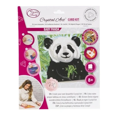 Image of CRYSTAL ART Diamond Painting Card Kit 18 x cm Baby Panda