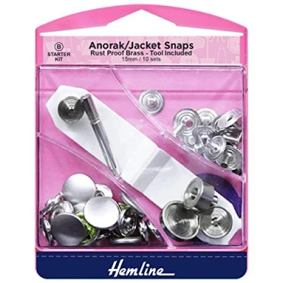Image of Anorak/Jacket Snaps Starter Kit, 15mm x 10 sets Nickel