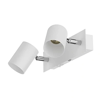 Image of ledscom.de Wall Light WAIKA, 2 Flame, Switch, White matt, Angular, 2X GU10 max. 60W, Light, lamp, Spotlight, Reading Bed Bedside