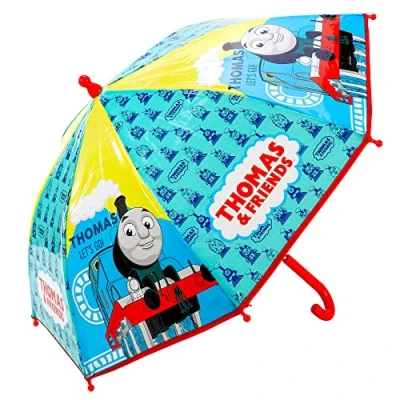 Image of TDL Thomas The Tank Engine Umbrella Kids Childrens Brolly POE Dome Transparent Lightweight Rain Cover
