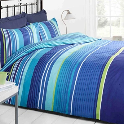 Image of Just Contempo Striped Duvet Cover Set King, Blue