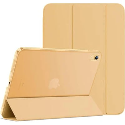 Image of SU for iPad 10th Generation Case 2022, Slim Stand Hard PC Translucent Back Shell Smart Cover Gen 10.9 inch Support Touch ID, Auto Wake/Sleep (Gold)