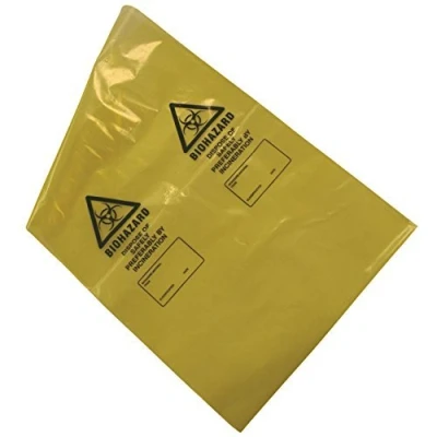Image of Yellow Biohazard Clinical Waste Disposal Bags Self Seal 355 x 381mm Pack 50