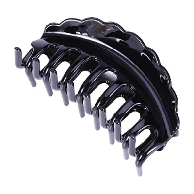 Image of Frcolor 1pcs Large Hair Claw Clamp Plastic Clips No slip Jaw for Women Thick (Black)