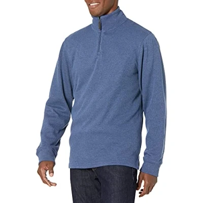 Image of Amazon Essentials Men&#039;s Quarter Zip French Rib Jumper, Blue Heather, S