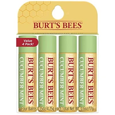 Image of Burt&#039;s Bees 100% Natural Moisturizing Lip Balm, Cucumber Mint with Beeswax 4 Tubes
