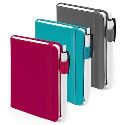 Image of 3 Pack A6 Pocket Notebooks, Feela Hardback Lined Small Notebooks with Dividers and Black Pens, Classic Ruled Mini Notepads Journal Bulk, Office School Writing Plan Memos, 9 X 14cm, Solid Colours