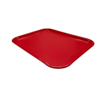 Image of Fast Food Plastic Rectangular Serving Tray 18&#039;&#039;x 14&#039;&#039; 46 x 36cm Polypropylene Cafe, Restaurant,Food Canteen (Red)