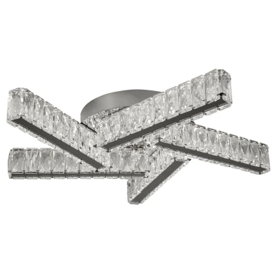 Image of Clover LED 5 Light Flush Ceiling Chrome, Crystal