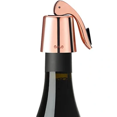 Image of OWO Wine Bottle Stopper Stainless Steel, Plug with Silicone, Expanding Beverage Stopper, Reusable Saver, Sealer Keeps Fresh (Rose Gold 1)