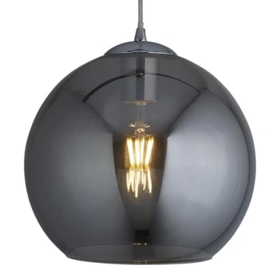 Image of Balls 1 Light Dome Ceiling Pendant Chrome, Smoked Glass, E27