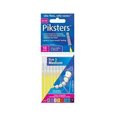 Image of Piksters Interdental Brushes, Size 3, Yellow Handle