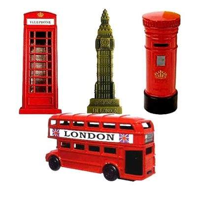Image of 4 London Souvenir Sharpeners Set Unique England Gift Pencil British Collectable Die Cast Icons